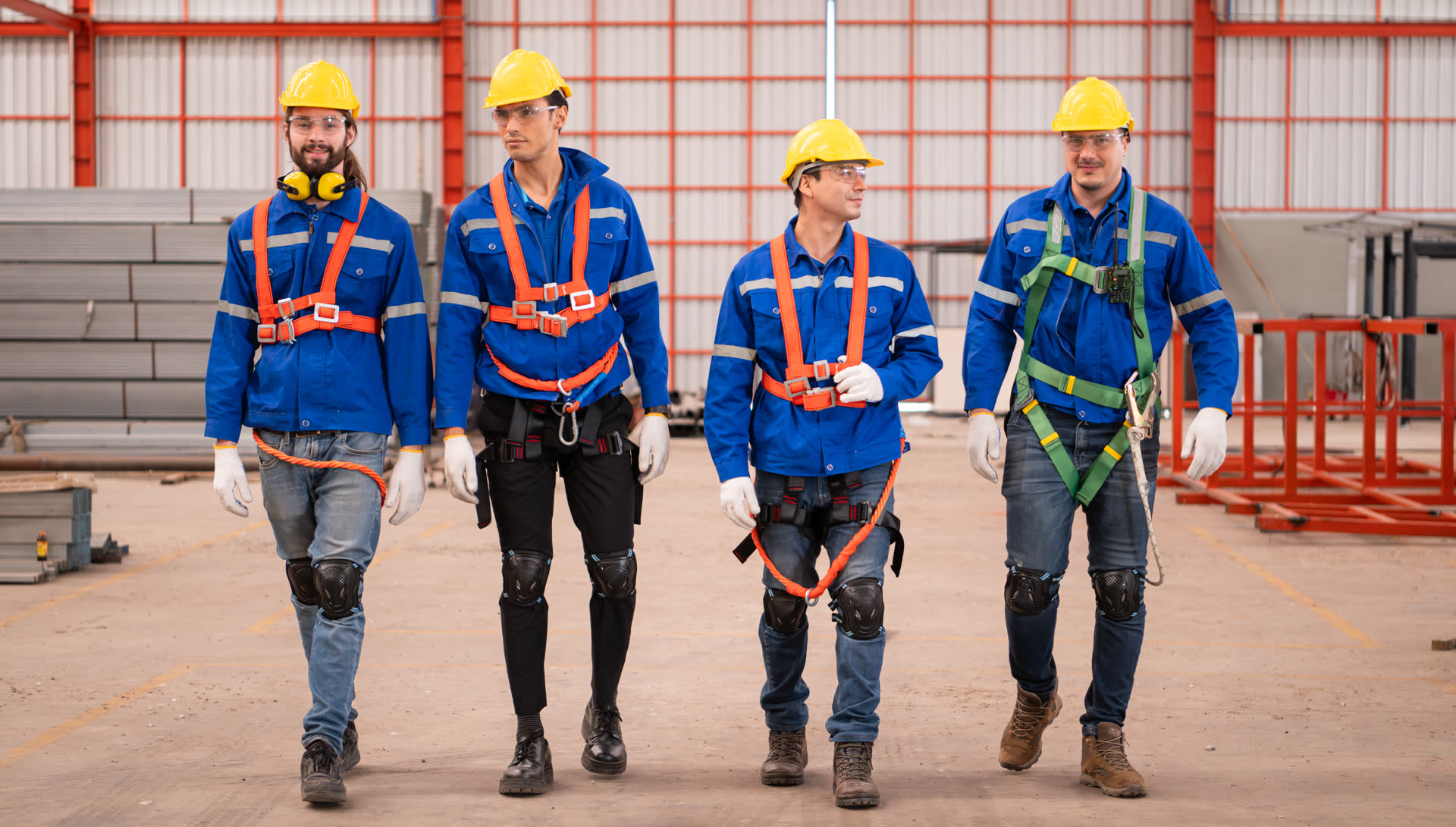 Industrial crew wearing high-visibility safety gear on site